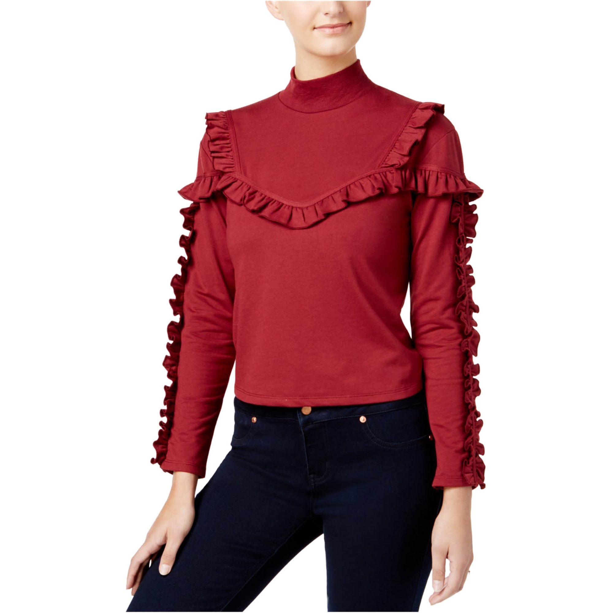 BUFFALO $69 Womens New 1456 Maroon Turtle Neck 3/4 Sleeve Casual Top XL B+B